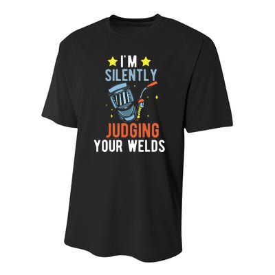 I'm Silently Judging Your Welds Welder Welding Youth Performance Sprint T-Shirt