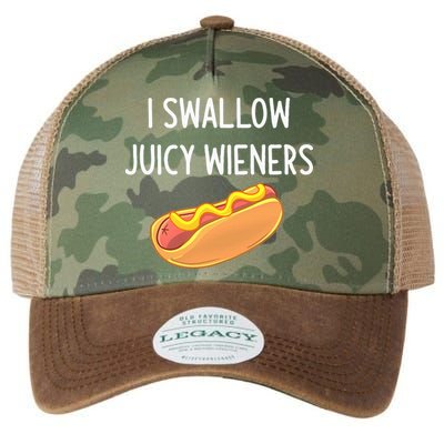 I Swallow Juicy Wieners Funny Joke Legacy Tie Dye Trucker Hat