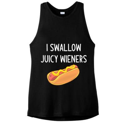 I Swallow Juicy Wieners Funny Joke Ladies PosiCharge Tri-Blend Wicking Tank