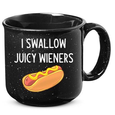 I Swallow Juicy Wieners Funny Joke 15oz Campfire Ceramic Mug