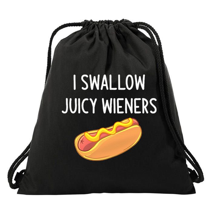 I Swallow Juicy Wieners Funny Joke Drawstring Bag