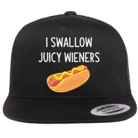 I Swallow Juicy Wieners Funny Joke Flat Bill Trucker Hat