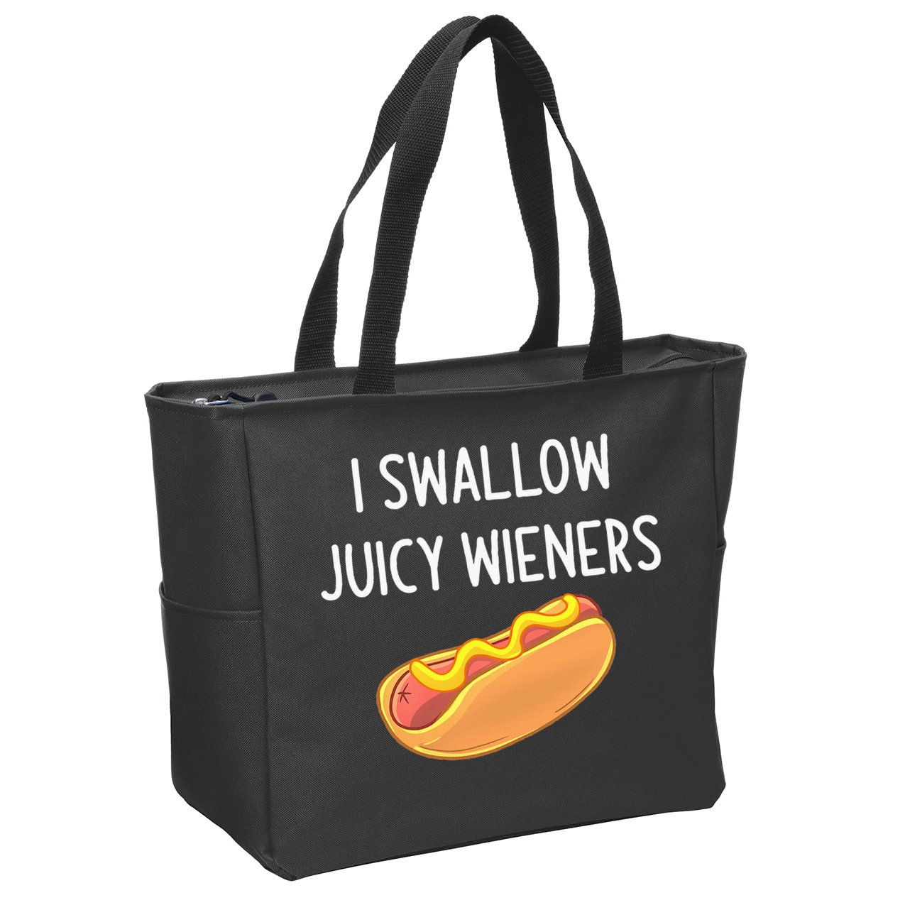 I Swallow Juicy Wieners Funny Joke Zip Tote Bag
