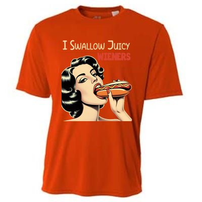 I Swallow Juicy Wieners Funny Joke Hot Dog Pun Meaningful Gift Cooling Performance Crew T-Shirt