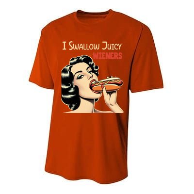 I Swallow Juicy Wieners Funny Joke Hot Dog Pun Meaningful Gift Performance Sprint T-Shirt