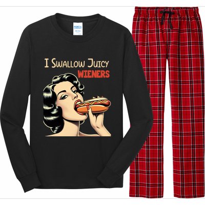 I Swallow Juicy Wieners Funny Joke Hot Dog Pun Meaningful Gift Long Sleeve Pajama Set