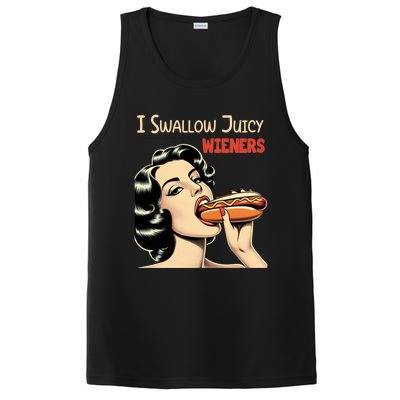 I Swallow Juicy Wieners Funny Joke Hot Dog Pun Meaningful Gift PosiCharge Competitor Tank