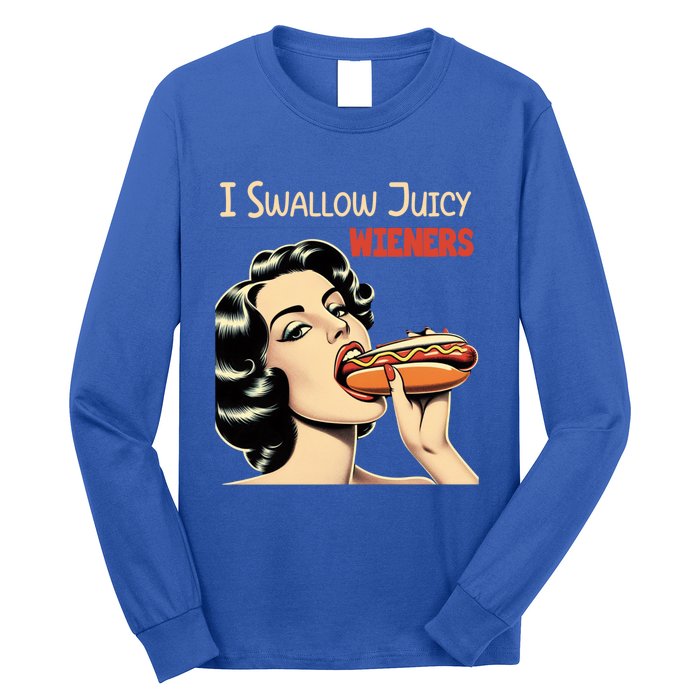 I Swallow Juicy Wieners Funny Joke Hot Dog Pun Meaningful Gift Long Sleeve Shirt