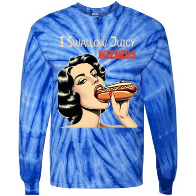 I Swallow Juicy Wieners Funny Joke Hot Dog Pun Meaningful Gift Tie-Dye Long Sleeve Shirt