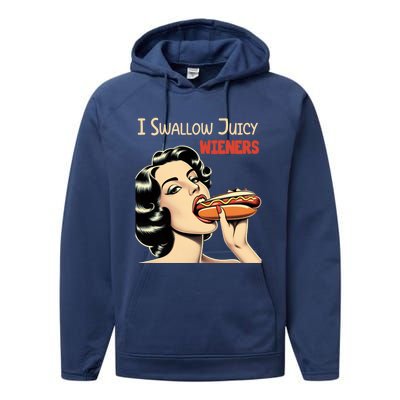 I Swallow Juicy Wieners Funny Joke Hot Dog Pun Meaningful Gift Performance Fleece Hoodie