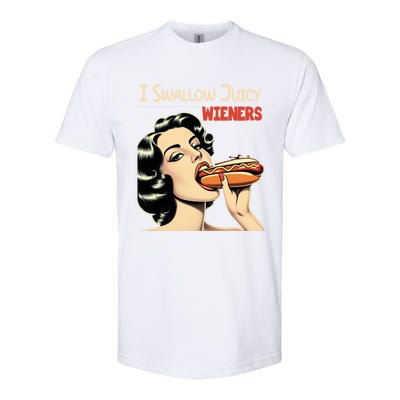 I Swallow Juicy Wieners Funny Joke Hot Dog Pun Meaningful Gift Softstyle CVC T-Shirt