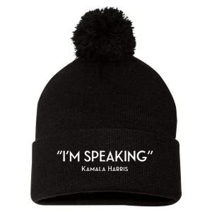 IM Speaking Kamala Harris Pom Pom 12in Knit Beanie