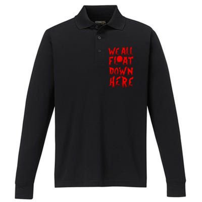 IT Stephen Kings WE ALL FLOAT DOWN HERE Clown Pennywise Horror Performance Long Sleeve Polo