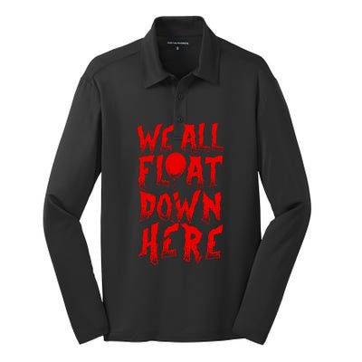 IT Stephen Kings WE ALL FLOAT DOWN HERE Clown Pennywise Horror Silk Touch Performance Long Sleeve Polo