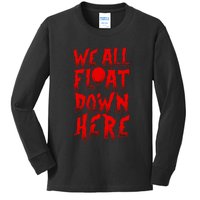 IT Stephen Kings WE ALL FLOAT DOWN HERE Clown Pennywise Horror Kids Long Sleeve Shirt