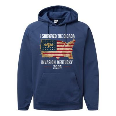 I Survived Kentucky Cicada Invasion Souvenir Summer 2024 Performance Fleece Hoodie