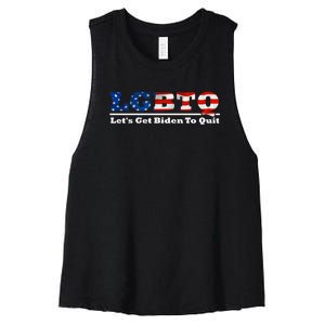 I Support LGBTQ Lets Get Biden To Quit Funny Women's Racerback Cropped Tank