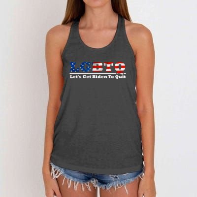 I Support LGBTQ Lets Get Biden To Quit Funny Women's Knotted Racerback Tank