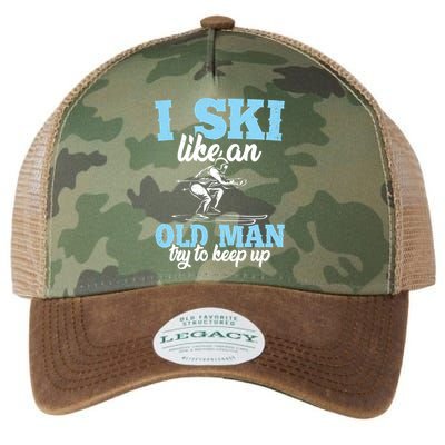 I Ski Like An Old And Try To Keep Up Vintage Retro Gift Funny Gift Legacy Tie Dye Trucker Hat