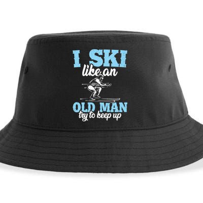 I Ski Like An Old And Try To Keep Up Vintage Retro Gift Funny Gift Sustainable Bucket Hat