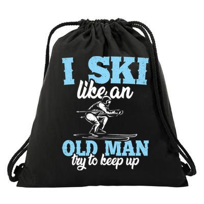 I Ski Like An Old And Try To Keep Up Vintage Retro Gift Funny Gift Drawstring Bag