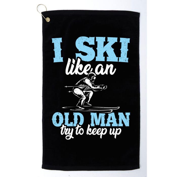 I Ski Like An Old And Try To Keep Up Vintage Retro Gift Funny Gift Golf Towel