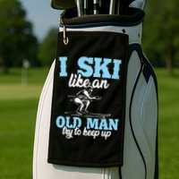 I Ski Like An Old And Try To Keep Up Vintage Retro Gift Funny Gift Golf Towel