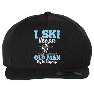 I Ski Like An Old And Try To Keep Up Vintage Retro Gift Funny Gift Wool Snapback Cap