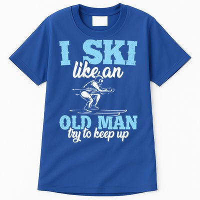 I Ski Like An Old And Try To Keep Up Vintage Retro Gift Funny Gift Tall T-Shirt
