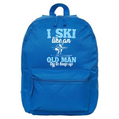 I Ski Like An Old And Try To Keep Up Vintage Retro Gift Funny Gift 16 in Basic Backpack
