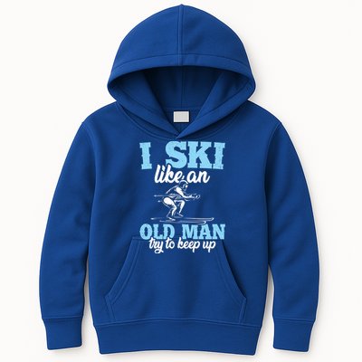 I Ski Like An Old And Try To Keep Up Vintage Retro Gift Funny Gift Kids Hoodie