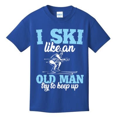 I Ski Like An Old And Try To Keep Up Vintage Retro Gift Funny Gift Kids T-Shirt
