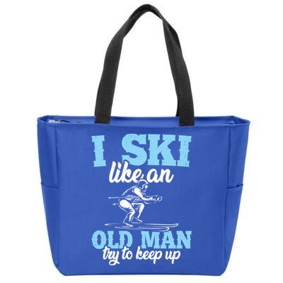 I Ski Like An Old And Try To Keep Up Vintage Retro Gift Funny Gift Zip Tote Bag