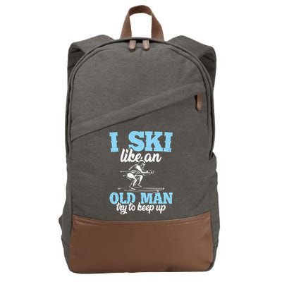 I Ski Like An Old And Try To Keep Up Vintage Retro Gift Funny Gift Cotton Canvas Backpack