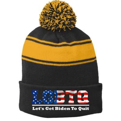 I Support LGBTQ Lets Get Biden To Quit Funny Stripe Pom Pom Beanie