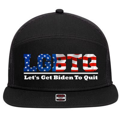 I Support LGBTQ Lets Get Biden To Quit Funny 7 Panel Mesh Trucker Snapback Hat