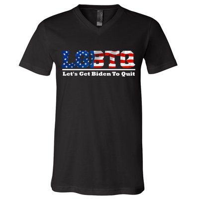 I Support LGBTQ Lets Get Biden To Quit Funny V-Neck T-Shirt