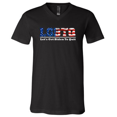 I Support LGBTQ Lets Get Biden To Quit Funny V-Neck T-Shirt