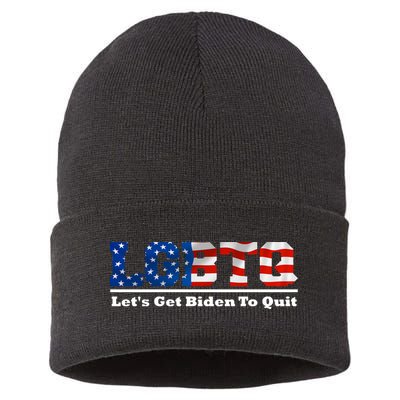 I Support LGBTQ Lets Get Biden To Quit Funny Sustainable Knit Beanie
