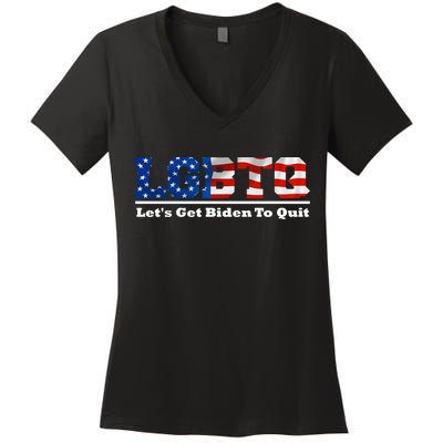 I Support LGBTQ Lets Get Biden To Quit Funny Women's V-Neck T-Shirt