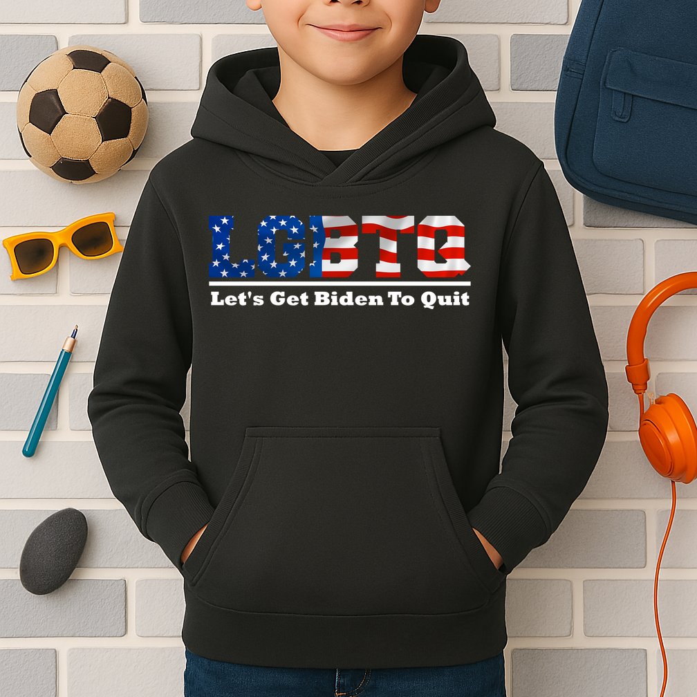 I Support LGBTQ Lets Get Biden To Quit Funny Kids Hoodie