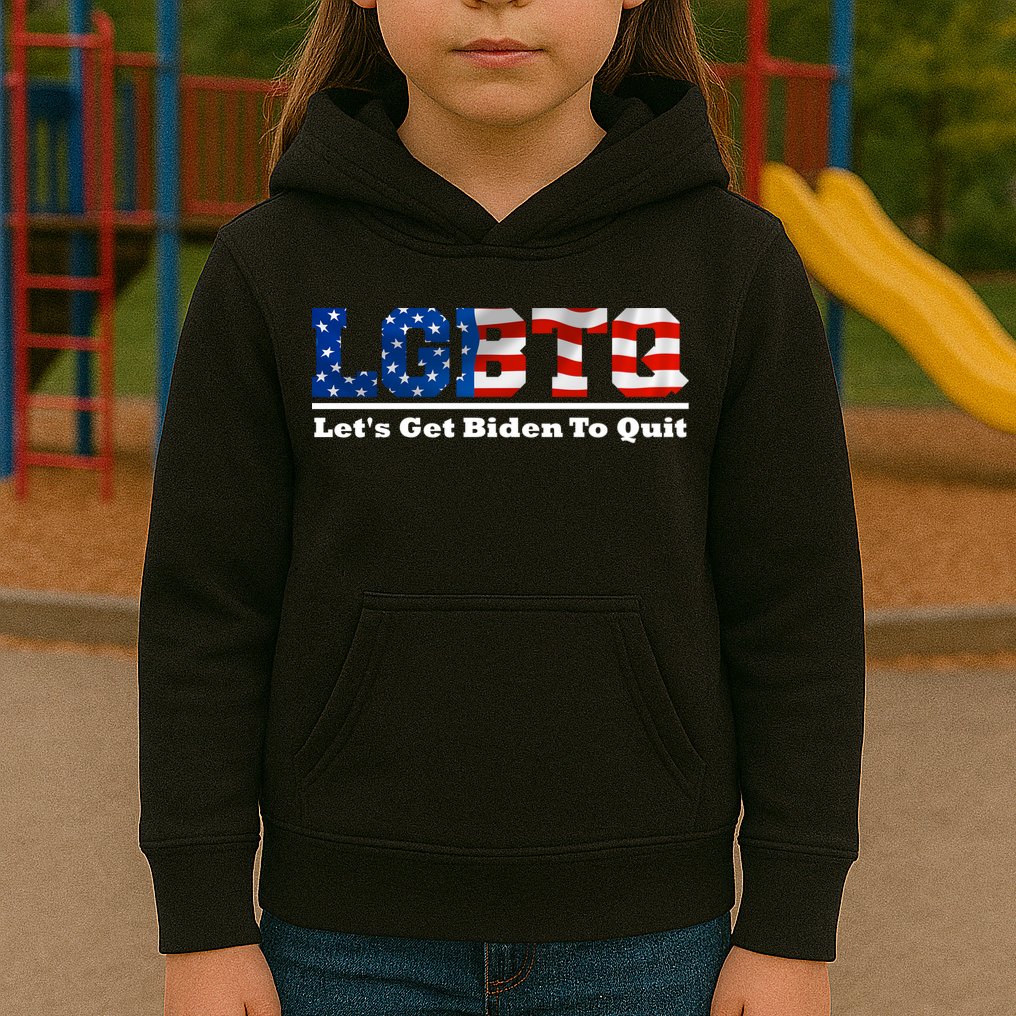 I Support LGBTQ Lets Get Biden To Quit Funny Kids Hoodie