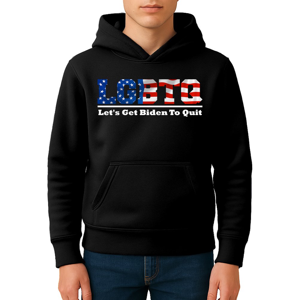 I Support LGBTQ Lets Get Biden To Quit Funny Kids Hoodie