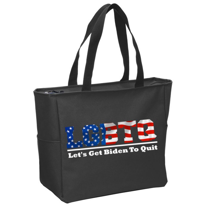 I Support LGBTQ Lets Get Biden To Quit Funny Zip Tote Bag