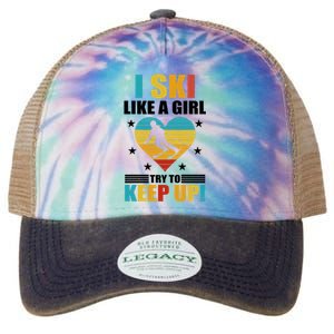 I Ski Like A Try To Keep Up Cross Country Skiing Winter Gift Legacy Tie Dye Trucker Hat