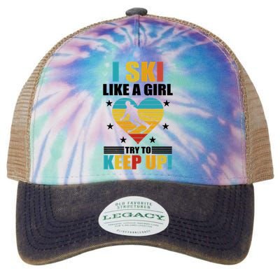 I Ski Like A Try To Keep Up Cross Country Skiing Winter Gift Legacy Tie Dye Trucker Hat