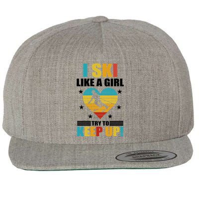 I Ski Like A Try To Keep Up Cross Country Skiing Winter Gift Wool Snapback Cap