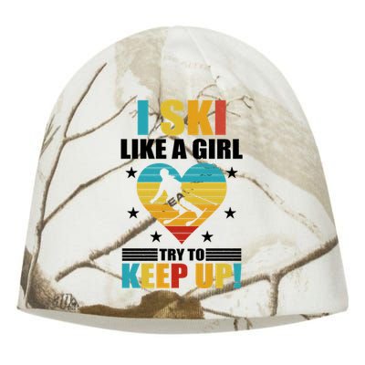 I Ski Like A Try To Keep Up Cross Country Skiing Winter Gift Kati - Camo Knit Beanie