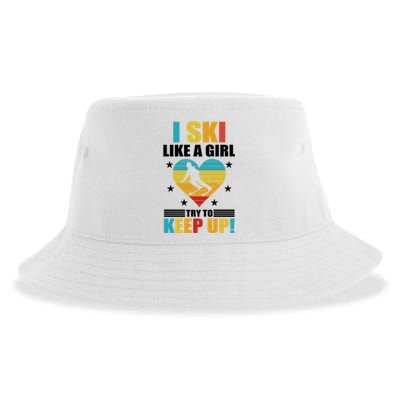 I Ski Like A Try To Keep Up Cross Country Skiing Winter Gift Sustainable Bucket Hat