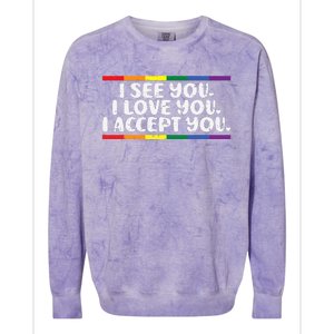 I See Love Accept You Rainbow Pride Flag Women Colorblast Crewneck Sweatshirt